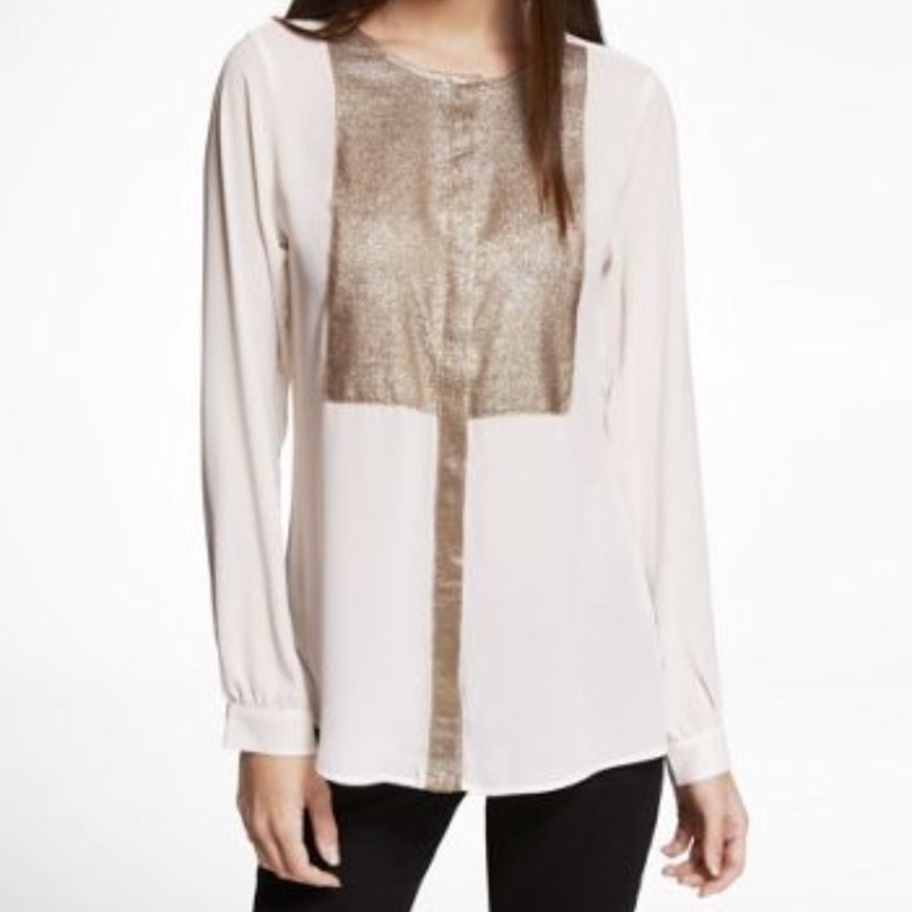Express Metallic Bib Blouse